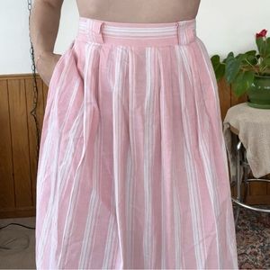 True vintage 100% cotton 90s midi pink skirt with pockets!